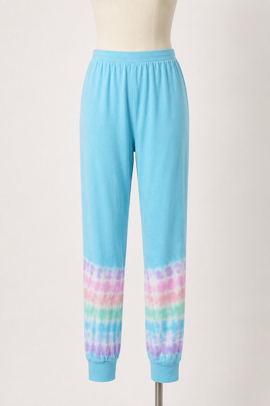 Vintage Tie Dye Blue Pants Casual Cotton Leggings USA Turquoise